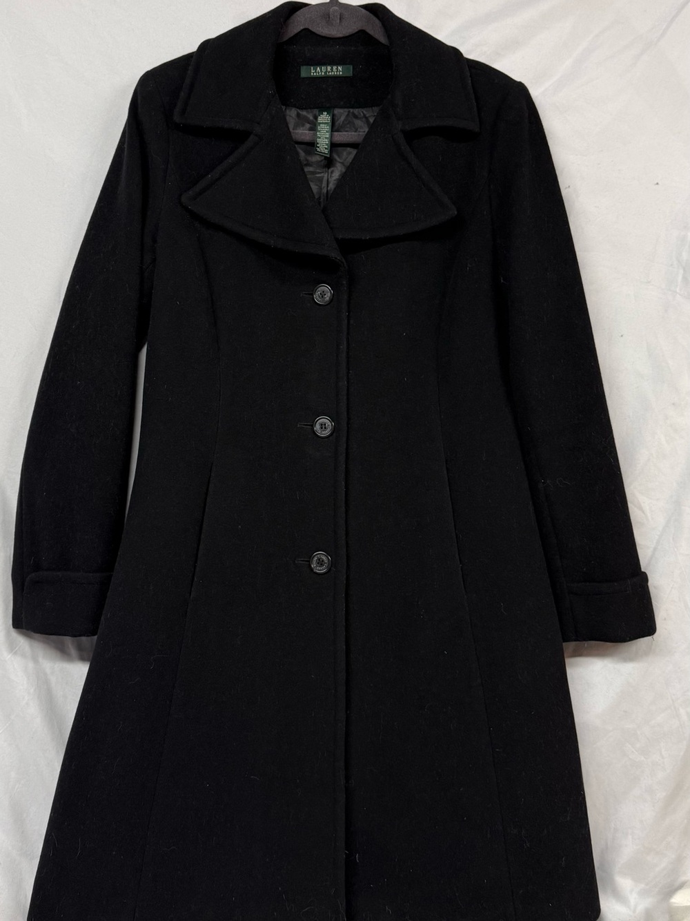 Lauren Ralph Lauren Black Tailored Wool-Blend Trench Coat
